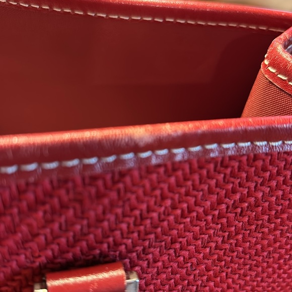 Burberry, London blue label authentic TARTAN red leather handbag/tote - Picture 5 of 14